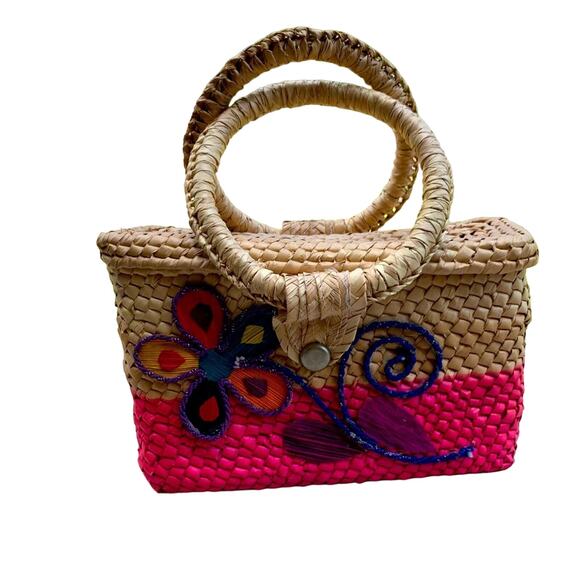 Woven Floral embroidered bag - Picture 1 of 10